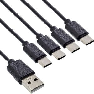 InLine® USB 4in1 Y-Ladekabel, 1x USB-A Stecker an 4x USB-C Stecker, 1m 35141