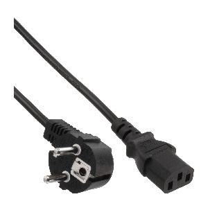 InLine® Netzkabel, Schutzkontakt gewinkelt auf Kaltgerätestecker C13, 10m 16655M