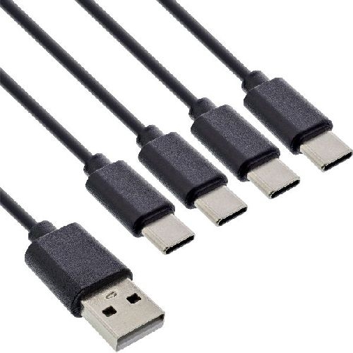 InLine® USB 4in1 Y-Ladekabel, 1x USB-A Stecker an 4x USB-C Stecker, 0,5m 35146