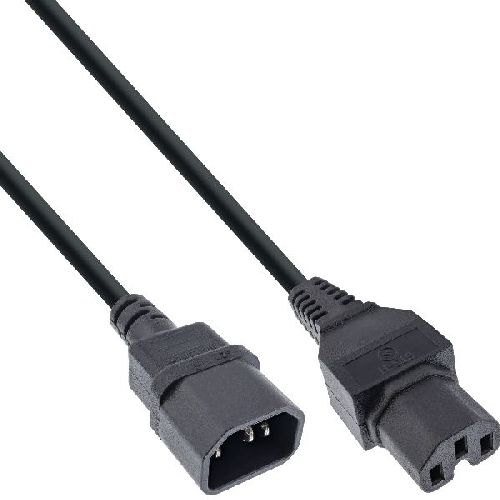 20er B-Pack InLine® Netzkabelverl., Warmgeräte ST C15/BU C14 gerade schwarz 3m B-16811C