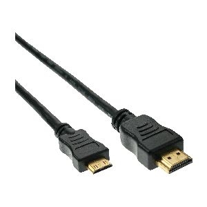 InLine® High Speed HDMI® Mini Kabel, Stecker A auf C, verg. Kont., schwarz, 0,5m 17454P