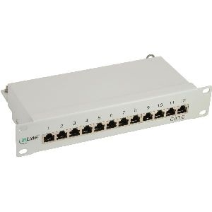InLine® Patchfeld Cat.6 12-fach, 10 1HE, lichtgrau, RAL7035 76213