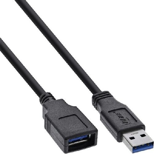 80er B-Pack InLine® USB 3.2 Kabel Verlängerung, A Stecker / Buchse, schwarz 1m B-35610