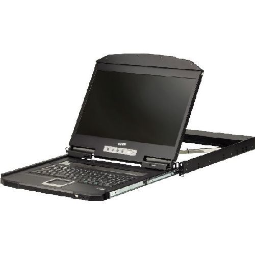 ATEN CL3700NW DE Kurze Tiefe Single Rail 18,5-LCD Konsole (USB HDMI), DE-Layout 60703A