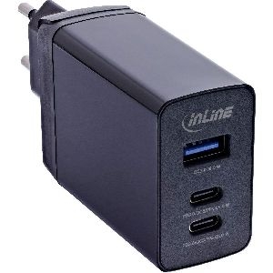 InLine® 3-Port TravelCharge, 65W USB-Netzteil, 2x USB-C, 1x USB-A, EU/UK/US 31516D