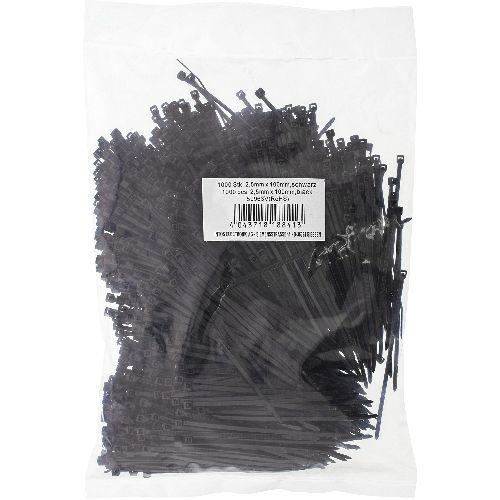 InLine® Kabelbinder, Länge 100mm, Breite 2,5mm, schwarz, 1000 Stück, bulk 59963V