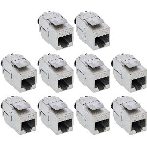 InLine® Keystone RJ45 Buchse Slim SNAP-In Cat.6A, integr. Kabelbinder, 10er Pack 76202V