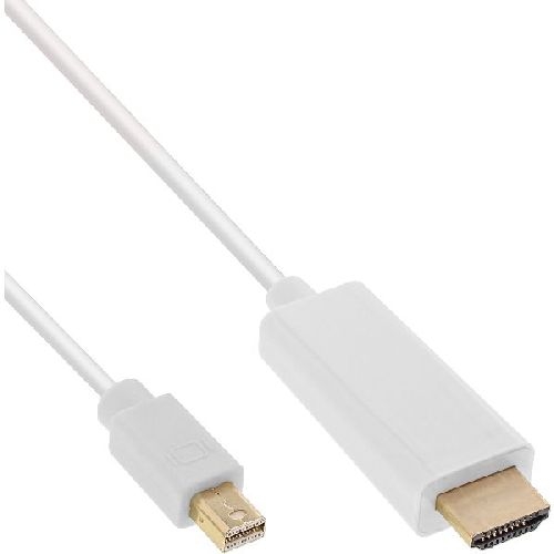 InLine® Mini DisplayPort zu HDMI Konverter Kabel, weiß, 0,5m, 4K2K, mit Audio 17174I