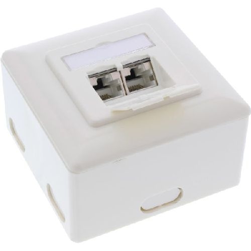 InLine® Cat.6A Anschlussdose, AP/UP 2x RJ45 Buchse, RAL9010, weiß, senkrecht 76842S