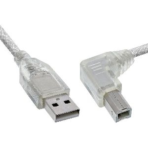 InLine® USB 2.0 Kabel, A an B rechts abgewinkelt, transparent, 2m 34520R