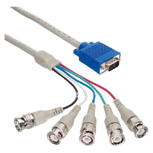 InLine® VGA BNC Kabel, 5x BNC Stecker an 15pol HD Stecker, 5m 17555