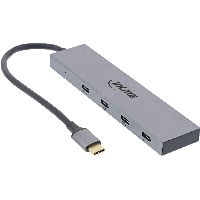 InLine® USB 3.2 Gen.2 Hub (10Gb/s), USB-C zu 4 Port USB-C (1 Port power through bis 100W), OTG, Alum