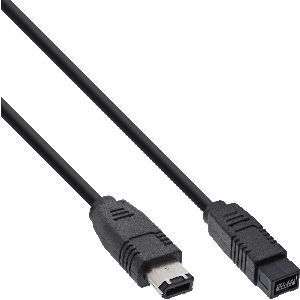 InLine® FireWire Kabel, IEEE1394 6pol Stecker zu 9pol Stecker, schwarz, 1m 36901