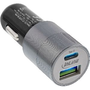 InLine® USB KFZ Stromadapter Quick Charge 3.0, 12/24VDC zu 5V DC/3A, USB-A+USB-C 31502S