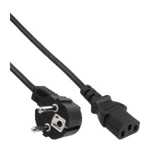 InLine® Netzkabel, Schutzkontakt gewinkelt auf Kaltgerätestecker C13, 0,5m 16651M