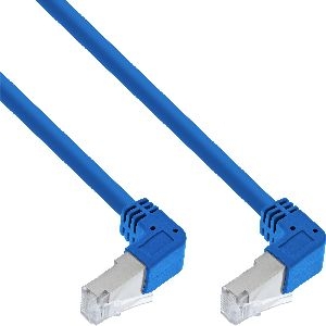 InLine® Patchkabel 2-seitig unten gewinkelt, S/FTP, Cat.6, 250MHz, blau, 1,5m S-76602BU-1.5