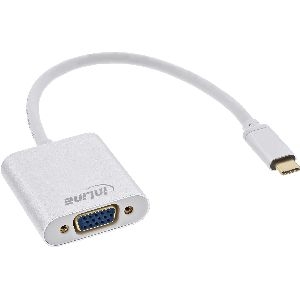 InLine® USB Display Konverter, USB-C Stecker zu VGA Buchse, silber 64104S