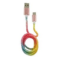 LC-Power LC-C-USB-TYPE-C-1M-3 USB A zu USB-C Kabel, Regenbogen-Glitzer, 1m 31333B