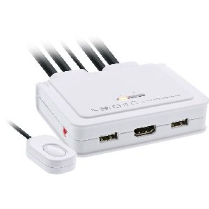 InLine® KVM Switch, 2-fach, HDMI, 4K, USB, mit Audio, integr. Kabel 62613I