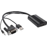 InLine® Konverter VGA+Audio zu HDMI, Eingang VGA und Klinke Audio Stereo, Ausgang HDMI, inkl. USB St