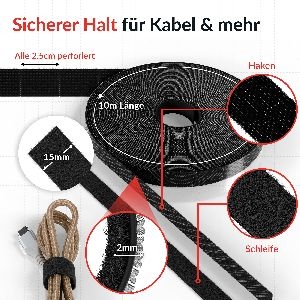 Label-The-Cable LTC RIP STRAP, Klettbandrolle abreißbar, schwarz, 10m 59937B