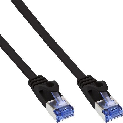 InLine® Patchkabel flach, U/FTP, Cat.6A, schwarz, 1m 71801S