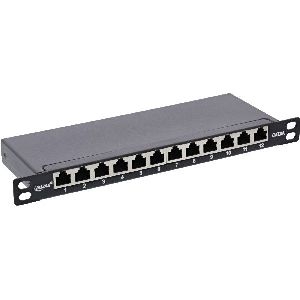InLine® Patchfeld Cat.6A 12-fach 10 0,5HE schwarz, RAL9005 76819S