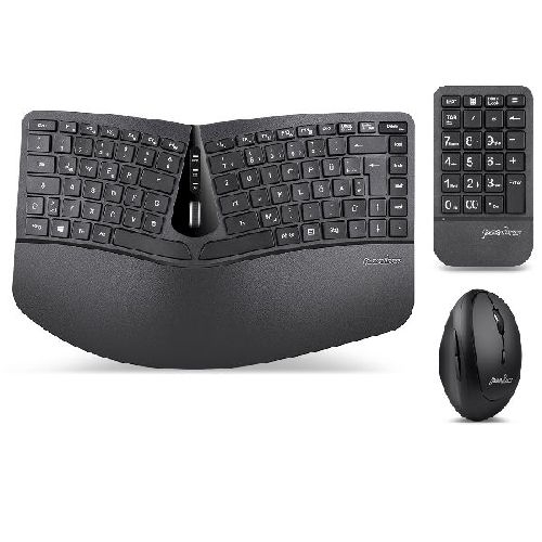 Perixx PERIDUO-606A DE, 3-in-1 Tastatur- und Maus-Set, kabellos, ergonomisch 57215P
