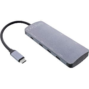 InLine® USB 3.2 Gen.2 Hub, 4x USB-C + 3x USB-A, PD 100W, Aluminium, grau 35392C