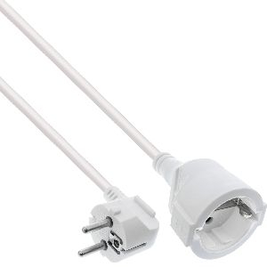 InLine® Strom-Verlängerung Schutzkontakt Stecker gewinkelt / Buchse, weiß, 10m 16410U