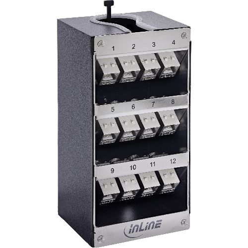 InLine® Cat.6A Keystone-Verteilerkasten, Wand-/Hutschiene, STP, 12 Port 76203Q