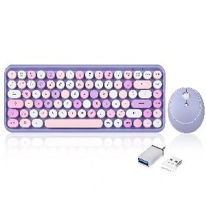 Perixx PERIDUO-713PP DE, Mini Tastatur-Maus Set, Retro Vintage Design, violett 57150T