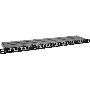 InLine® 19&quot; Patchfeld Cat.6A 0,5 HE 24-fach, mit Staubschutz, schwarz 76824M