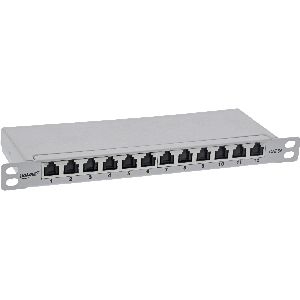 InLine® 10&quot; Patchfeld Cat.6A 0,5HE 12-fach, lichtgrau, RAL7035, mit Staubschutz 76819A