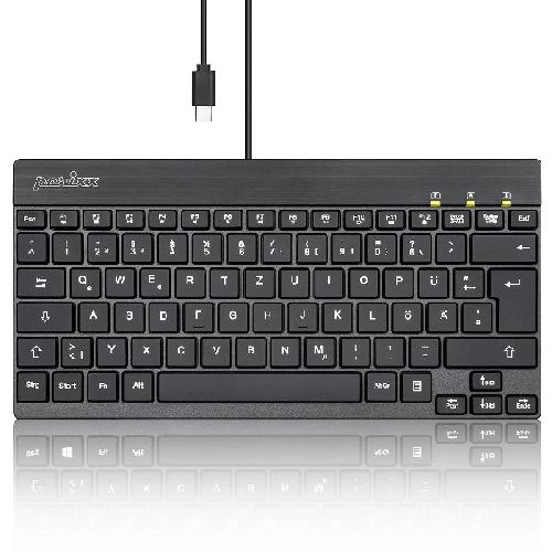 Perixx PERIBOARD-426C DE, kabelgebundene USB-C Mini Tastatur mit flachen Tasten 57150S