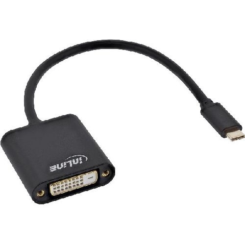 InLine® USB Display Konverter, USB-C Stecker zu DVI Buchse, schwarz 64103B