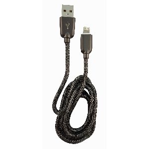 LC-Power LC-C-USB-Lightning-1M-6 (MFI) USB A zu Lightning Kabel, Metall schwarz, 31331F