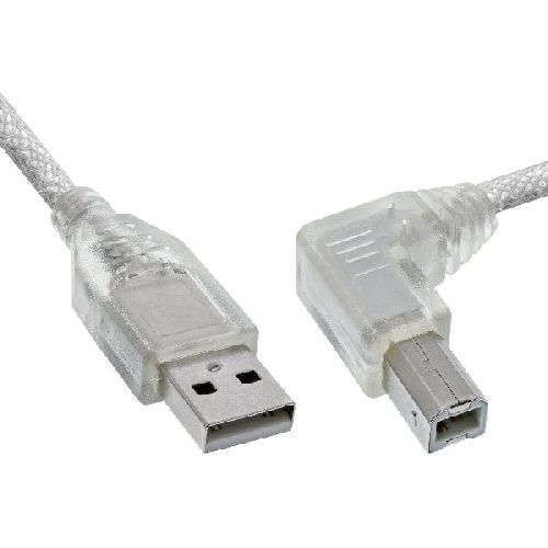 InLine® USB 2.0 Kabel, A an B rechts abgewinkelt, transparent, 1m 34519R
