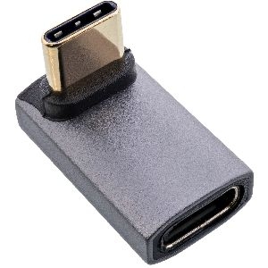 InLine® USB4 Adapter, USB-C Stecker/Buchse oben/unten gewinkelt, Alu, grau 35900I