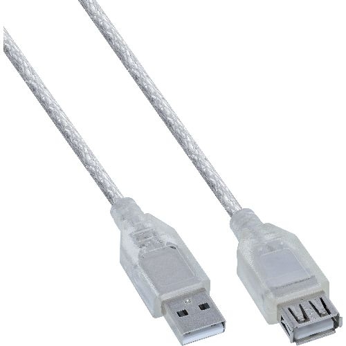 InLine® USB 2.0 Verlängerung, St/Bu, Typ A, transparent, 2m 34618