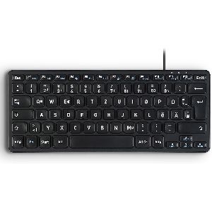 Perixx PERIBOARD-416 DE, kabelgebunden, USB Mini Tastatur mit 4 Hubs, schwarz 57150P