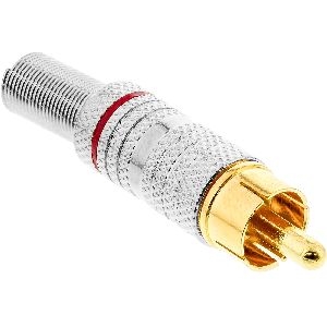 InLine® Cinchstecker Lötversion, Metall silber, Ring rot, für 6mm Kabel 99110O