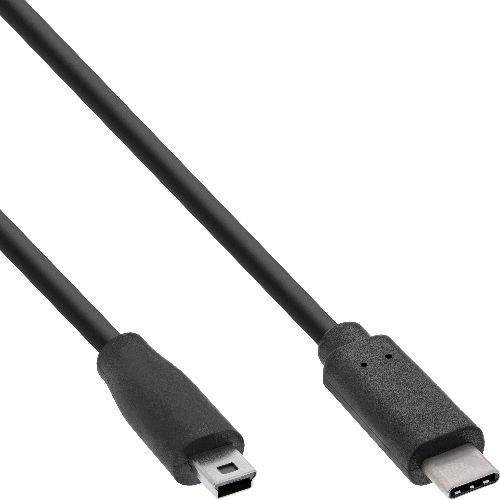 InLine® USB 2.0 Kabel, USB-C Stecker an Mini-B Stecker, schwarz, 1m 35751