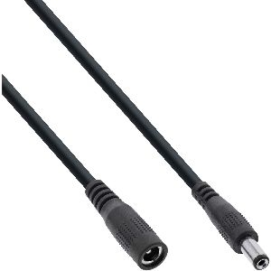 InLine® DC Verlängerungskabel, DC Stecker/Buchse 5,5x2,1mm, AWG 18, schwarz 0,5m 26955B