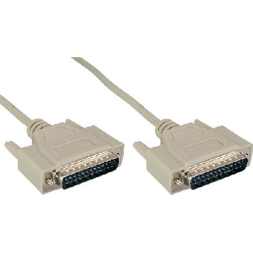 InLine® Serielles Kabel, 25pol Stecker / Stecker, vergossen, 1:1 belegt, 2m 11112M