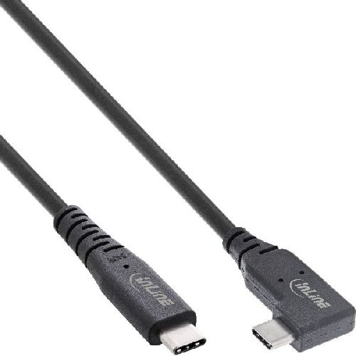 InLine® USB4 Kabel, USB-C einseitig gewinkelt, PD 240W 8K60Hz, TPE schwarz, 0,5m 35916I