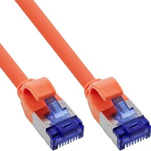 InLine® Patchkabel Slim, Cat.6A, S/FTP, TPE (LSZH) flexibel, PoE, orange, 0,3m 74933O
