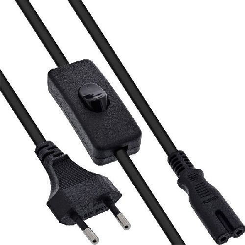 InLine® Euro Netzkabel mit Schalter, CEE7/16 zu IEC-C7, schwarz, 0,5m 16150