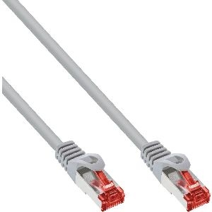 InLine® Patchkabel, S/FTP (PiMf), Cat.6, halogenfrei, Kupfer, grau, 0,25m 76922
