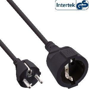 InLine® Schutzkontakt-Verlängerung ST / BU, schwarz, 20m 16410F